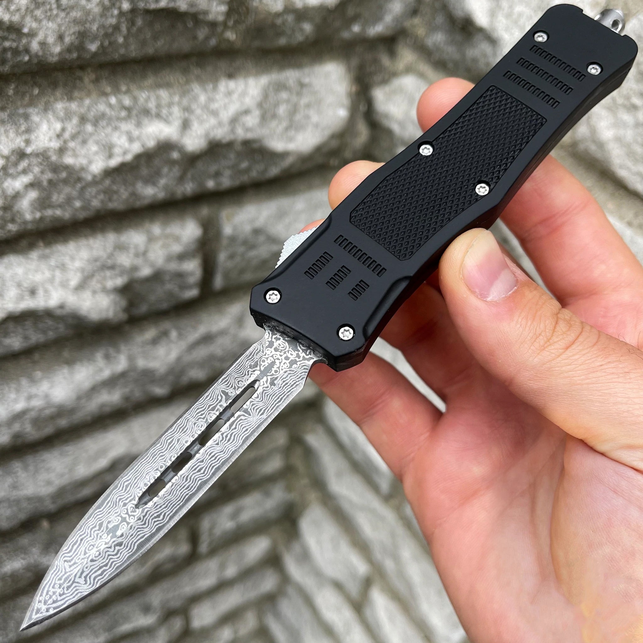 Arkaru Hot sale by amazon OTF knife Double Knife Folding Outdoor Camping Hunting EDC Tactical Survival Knife 440 Stainless Steel