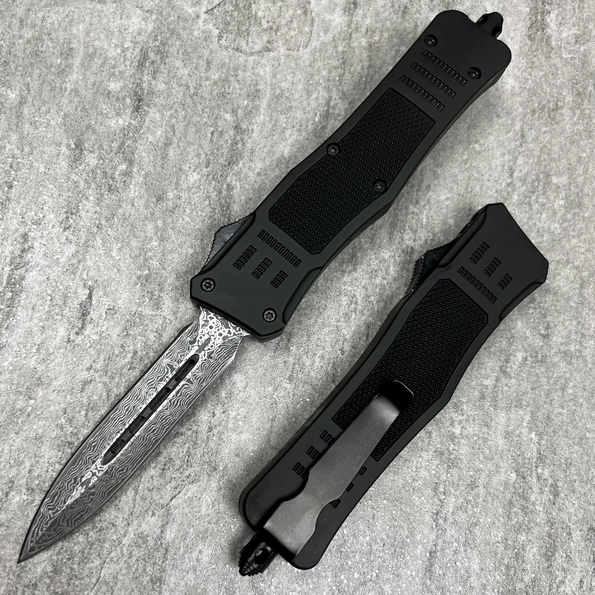 Arkaru Hot sale by amazon OTF knife Double Knife Folding Outdoor Camping Hunting EDC Tactical Survival Knife 440 Stainless Steel